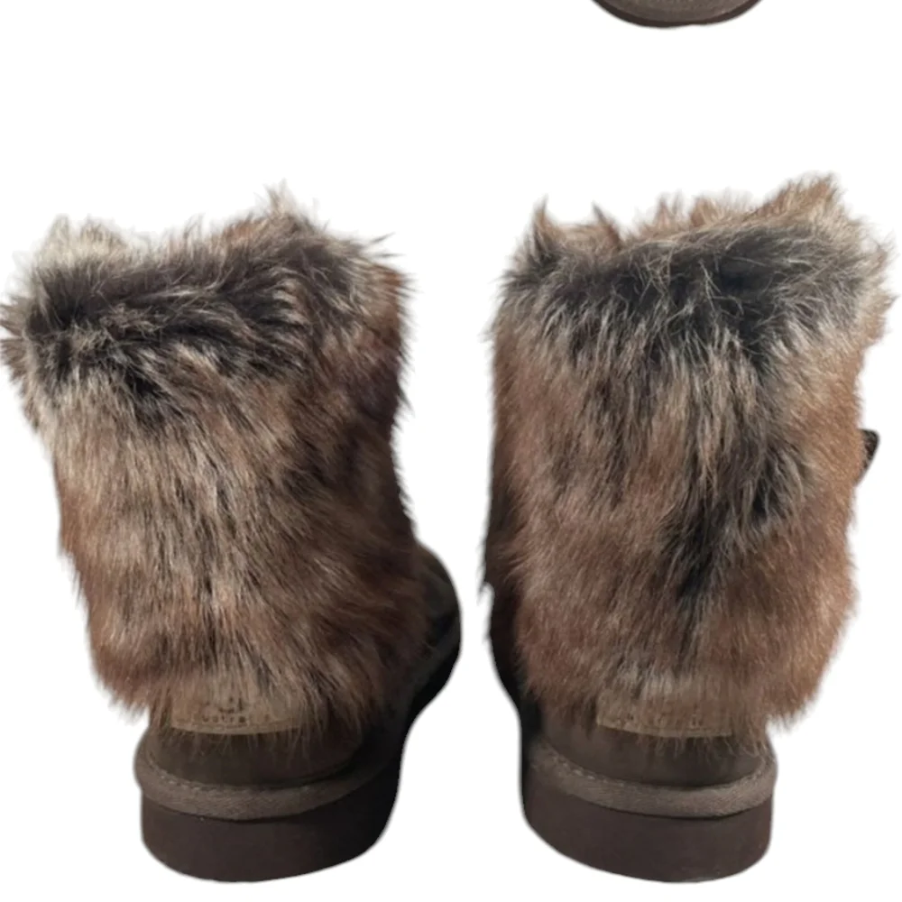Fur trim buckled UGG boots size 4